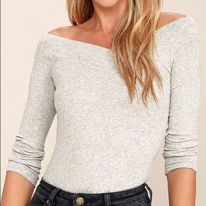 Feeling Free Heather Grey Off-the-Shoulder Top